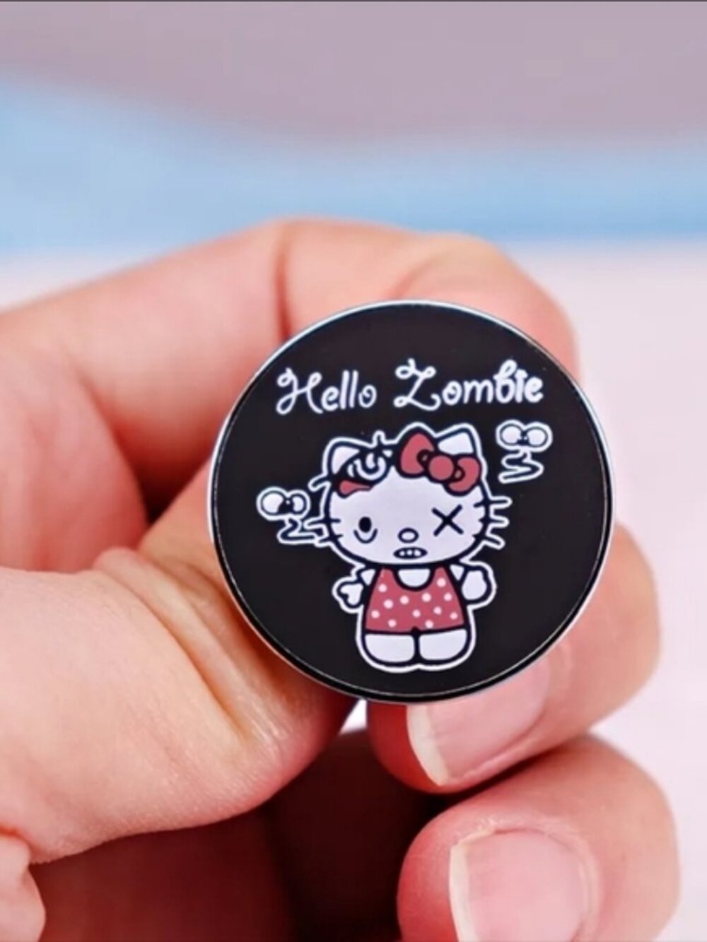 Hello Zombie ✦ Enamel Pin ✦ Hello Kitty Zombie Lapel Badge Black Pink NWT